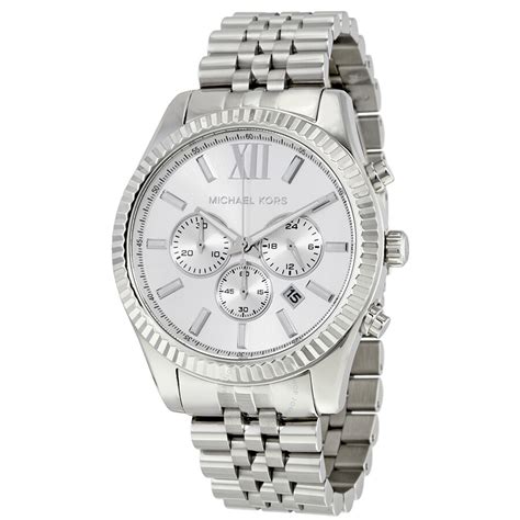 michael kors mens watch silver black face|silver mk smart watch.